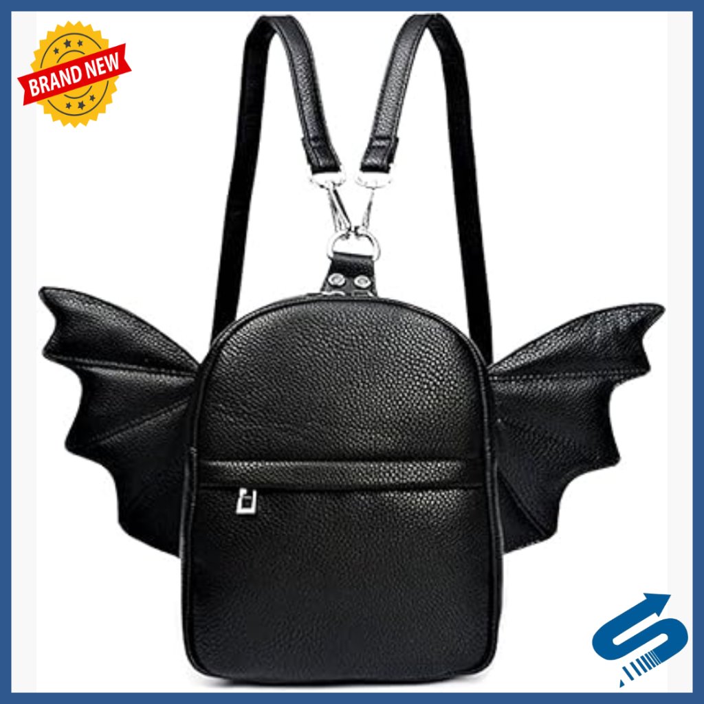 Mini Vegan Leather Backpack With Detachable Angel Wings, Adjustable Straps